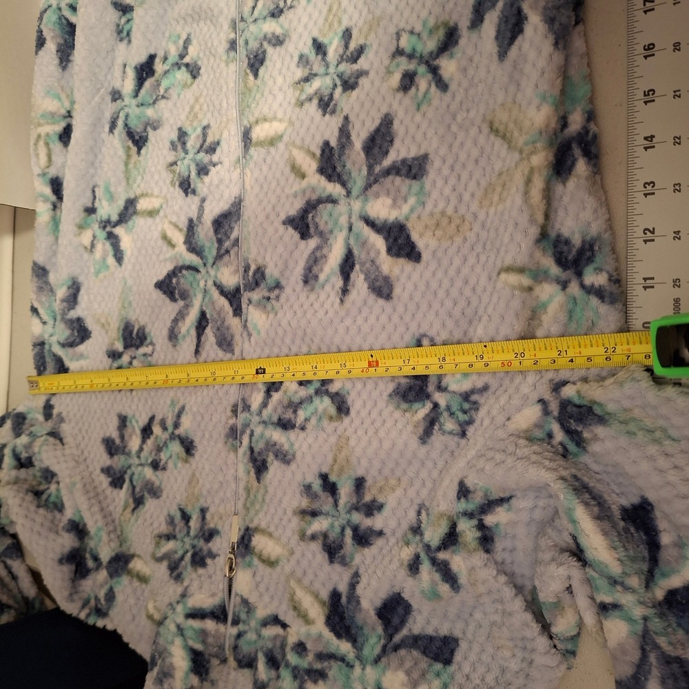 Stan‎ Herman Womens Waffle Fleece Robe Blue Floral Print Full Zip Size M - Picture 6 of 6
